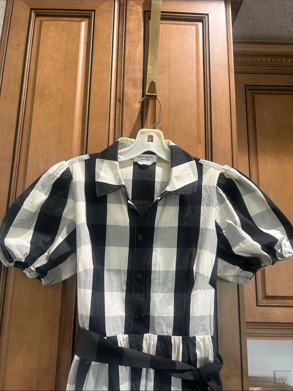 kate spade Black and White Gingham Midi Dress